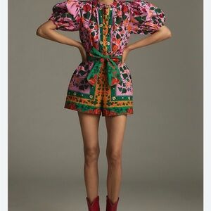 FARM Rio Colorful Floral Button-Down Romper